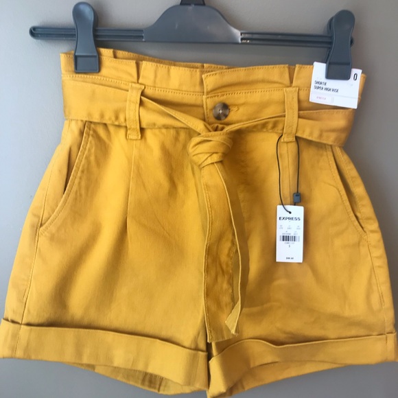 mustard paperbag shorts